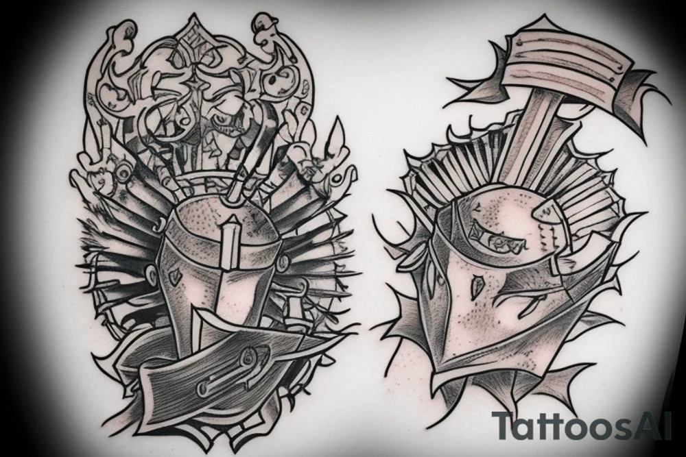 trial by a knight with a sword tattoo idea
