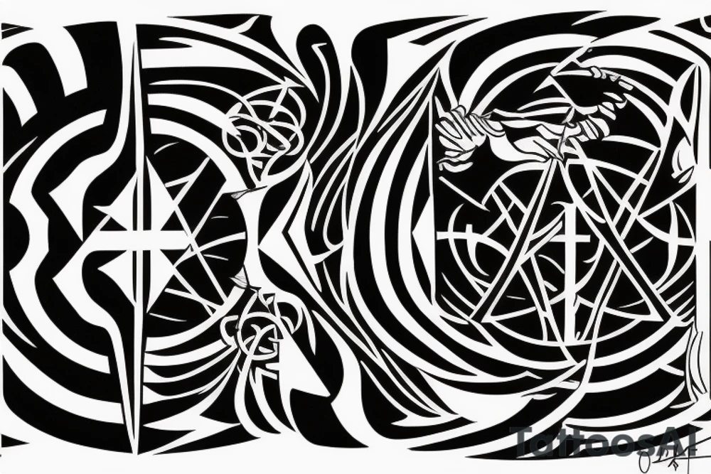 Leo, "LUC", ambigram, op art, pentimento, spiritual, elements, The Magician, Tarot tattoo idea