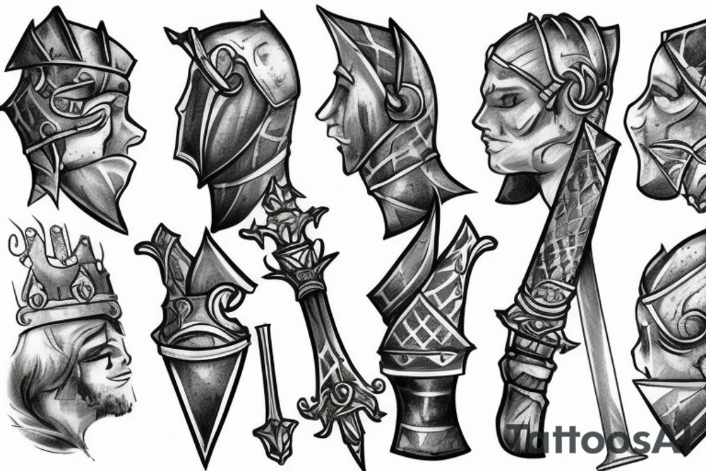 trial by a knight with a sword tattoo idea