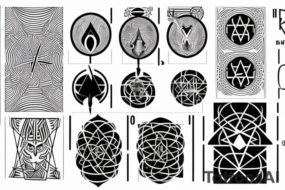 Leo, op art, pentimento, spiritual, elements, The Magician, Tarot tattoo idea