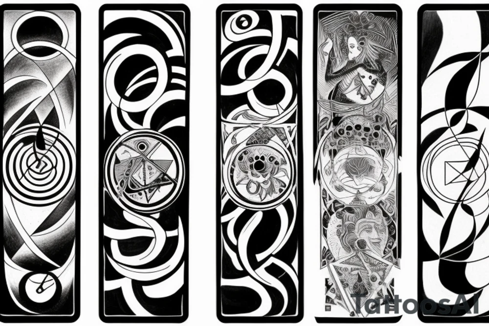 Leo, op art, pentimento, spiritual, elements, The Magician, Tarot tattoo idea