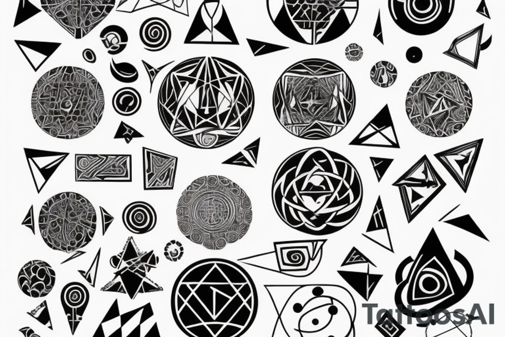 Leo, op art, pentimento, spiritual, elements, The Magician, Tarot tattoo idea