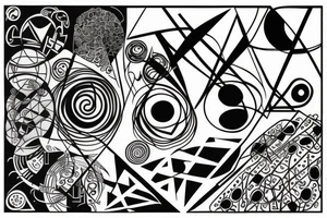Leo, op art, pentimento, spiritual, elements tattoo idea
