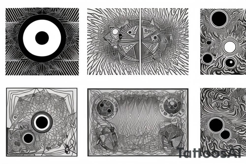 Leo, op art, pentimento, spiritual, elements tattoo idea