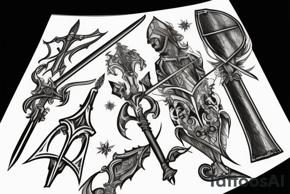 trial by a knight with a sword tattoo idea
