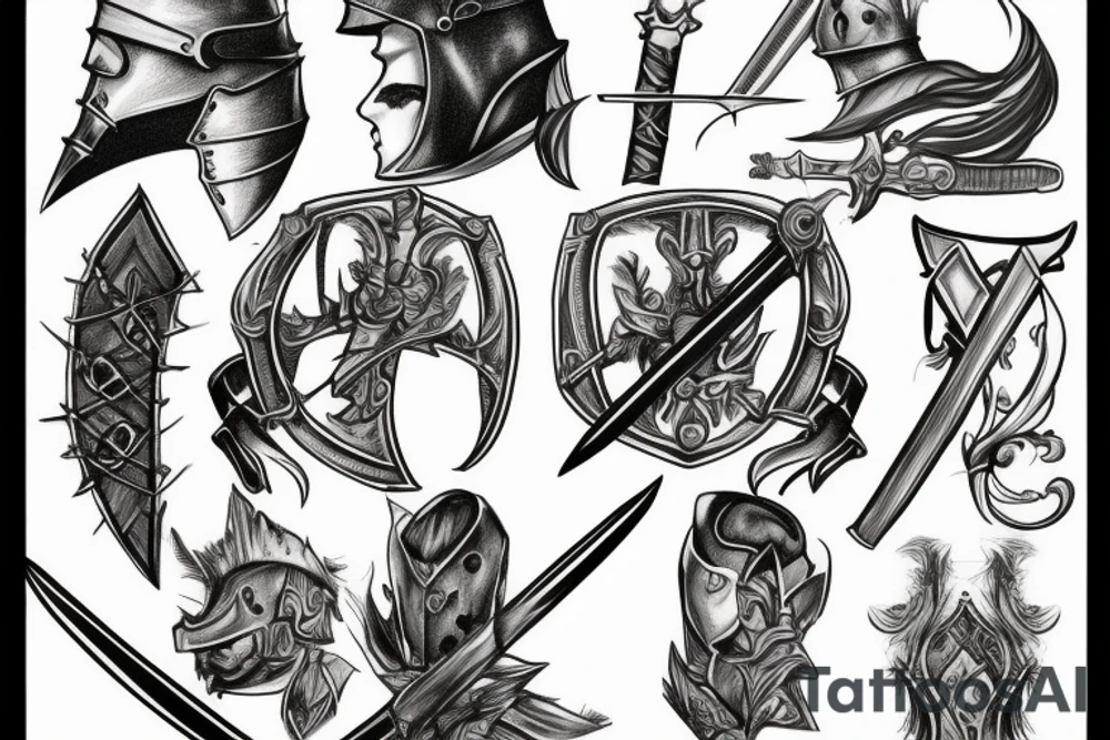 trial by a knight with a sword tattoo idea