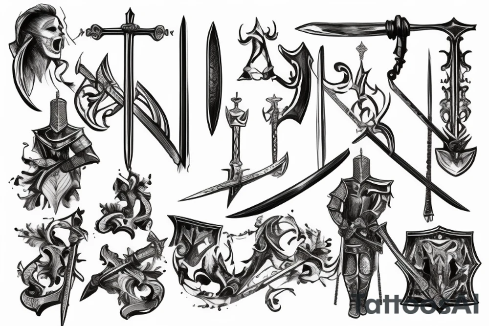 trial by a knight with a sword tattoo idea
