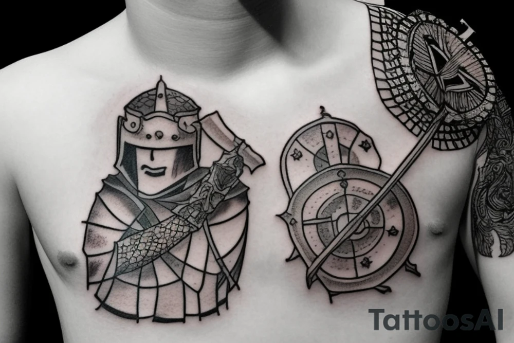 trial by a knight with a sword tattoo idea