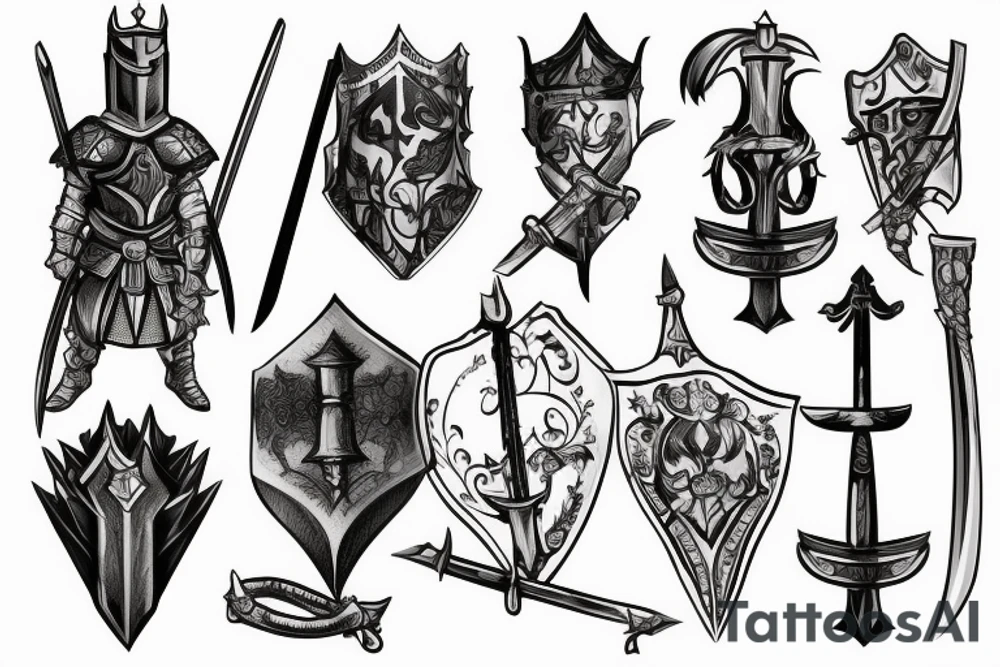 trial by a knight with a sword tattoo idea