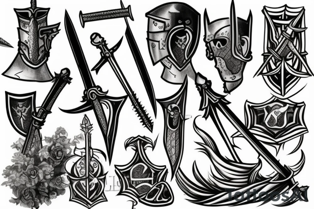 trial by a knight with a sword tattoo idea
