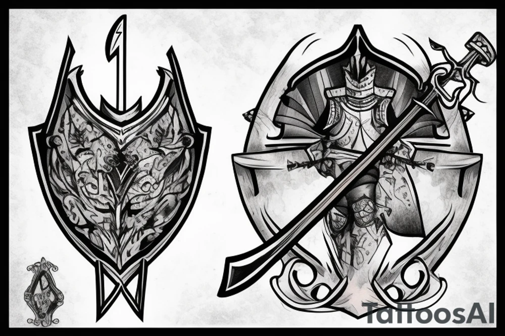 trial by a knight with a sword tattoo idea