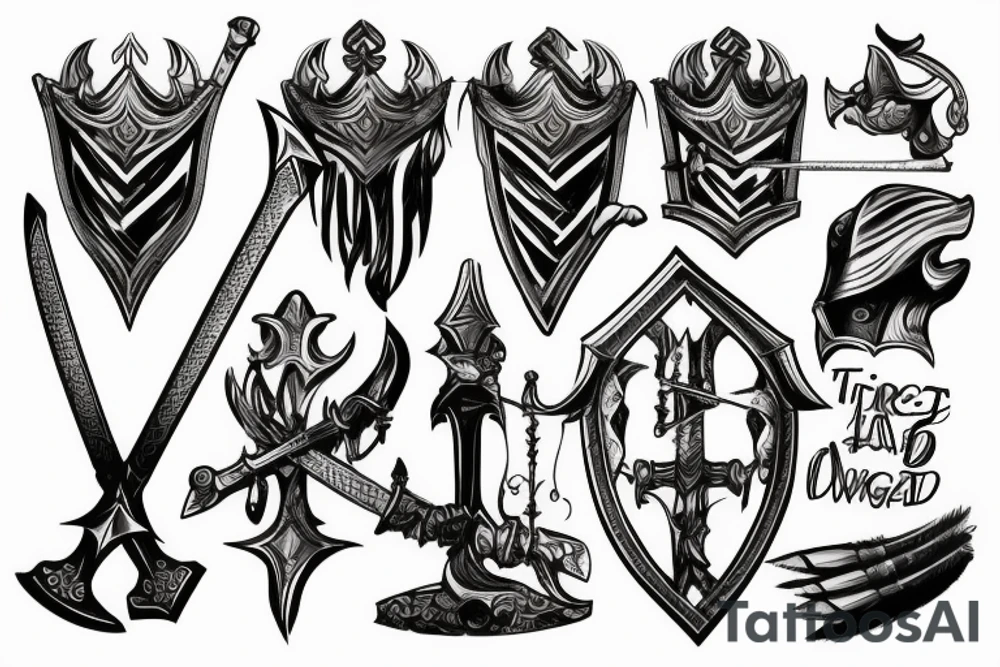 trial by a knight with a sword tattoo idea