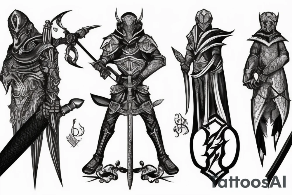 shadow knight with a sword tattoo idea