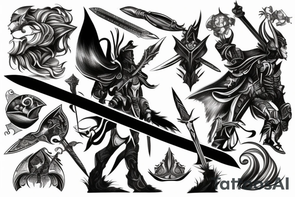 shadow knight with a sword tattoo idea