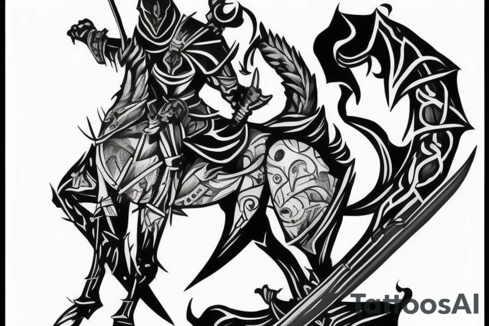 shadow knight with a sword tattoo idea