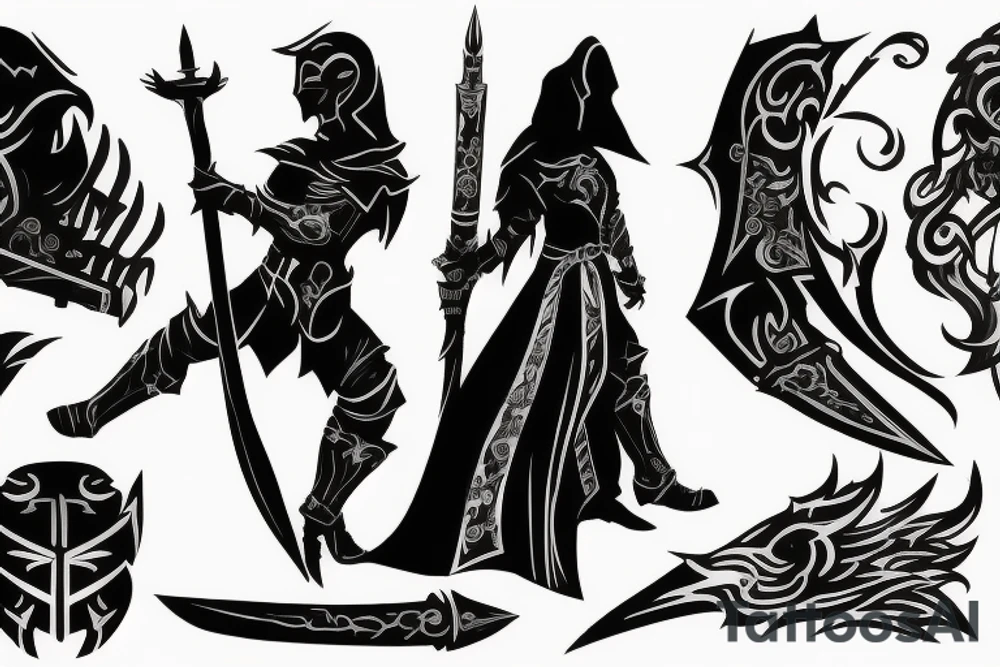shadow knight with a sword tattoo idea