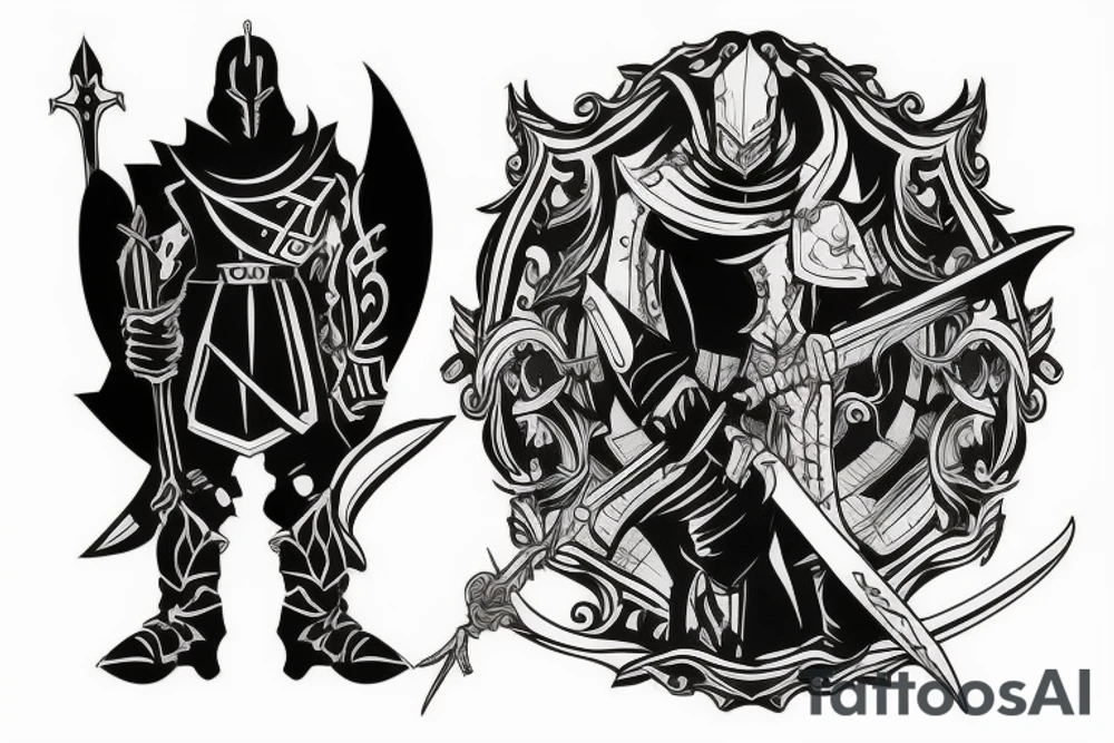 shadow knight with a sword tattoo idea