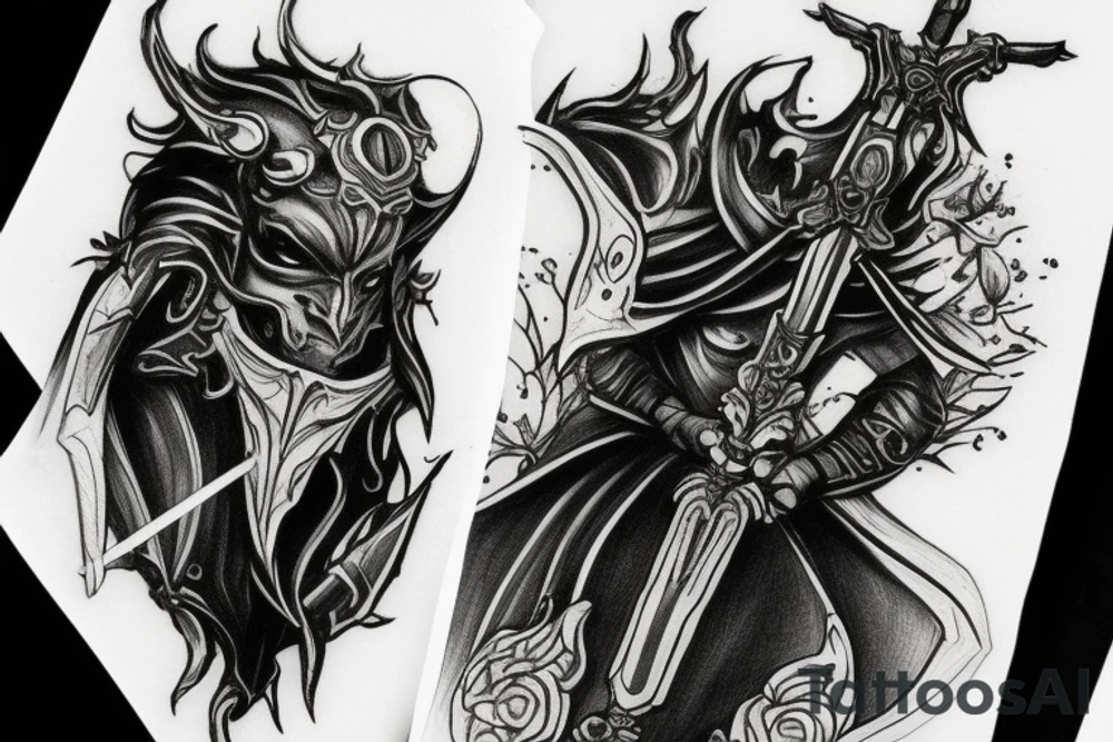 shadow knight with a sword tattoo idea