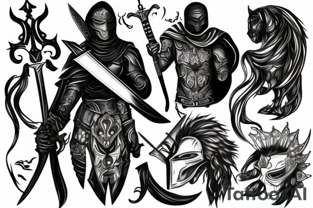 shadow knight with a sword tattoo idea