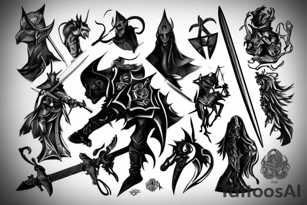 shadow knight with a sword tattoo idea