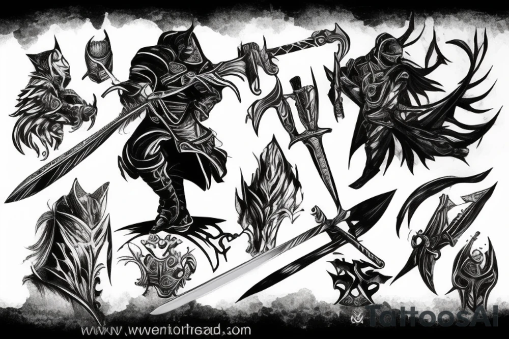 shadow knight with a sword tattoo idea