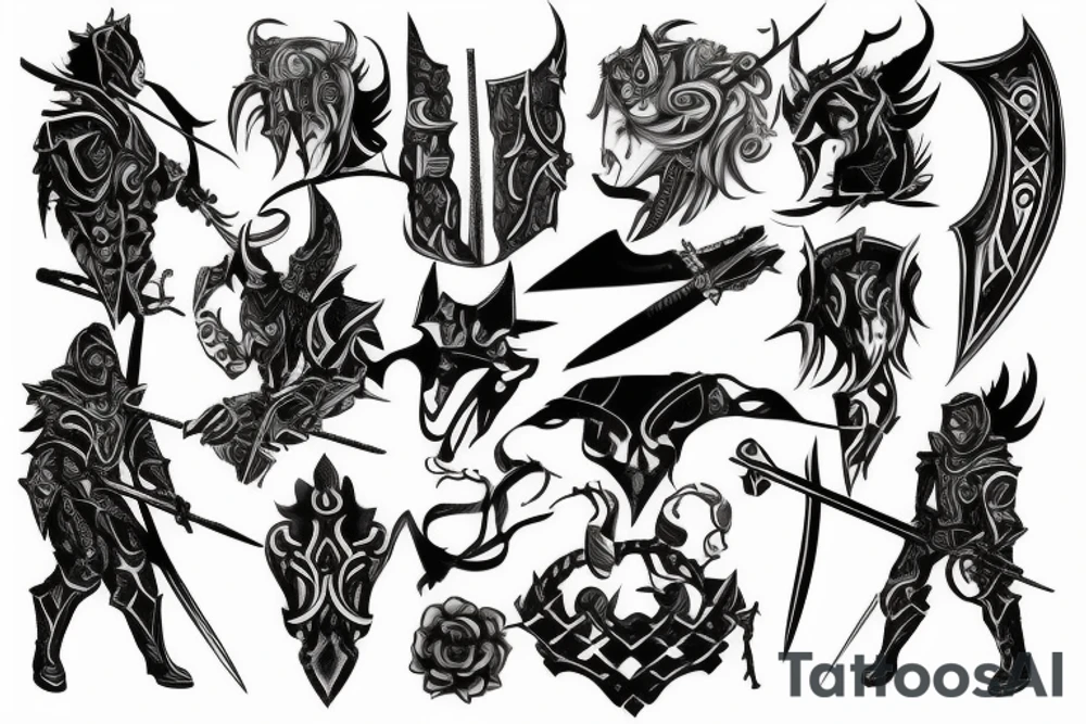 shadow knight with a sword tattoo idea