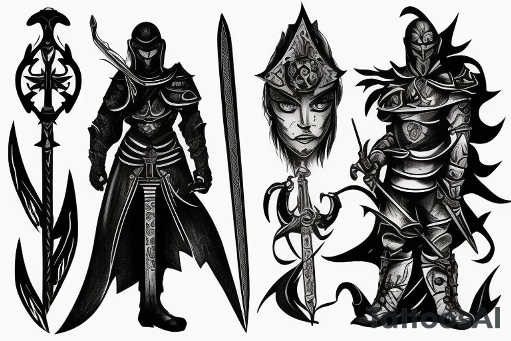 shadow knight with a sword tattoo idea