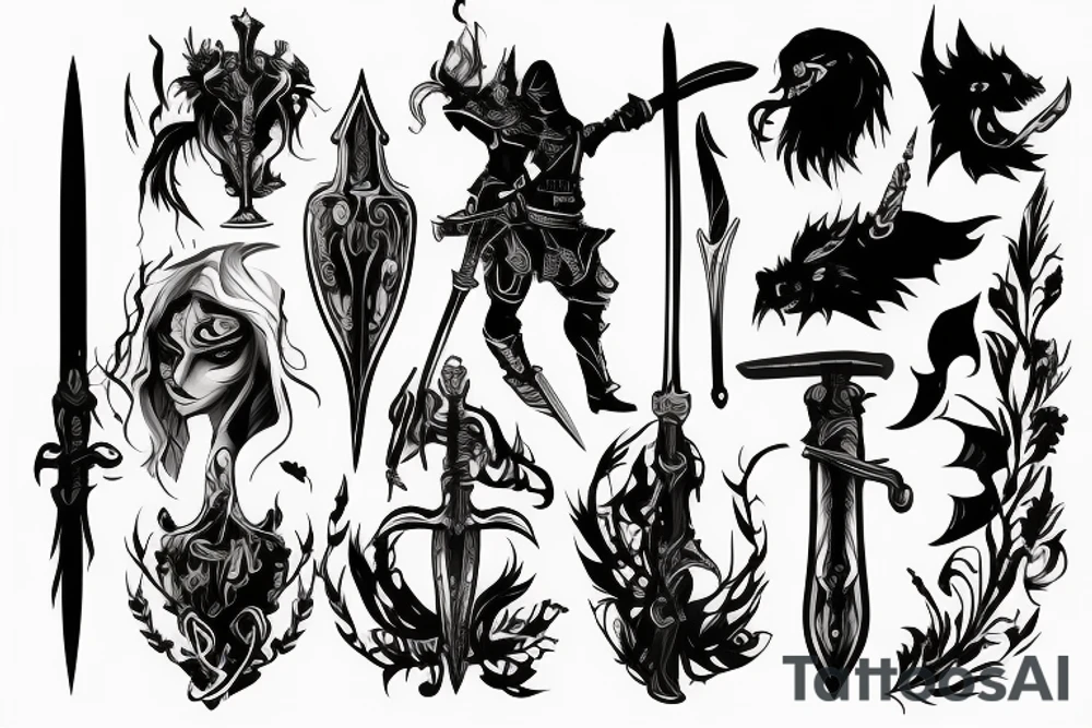 shadow knight with a sword tattoo idea