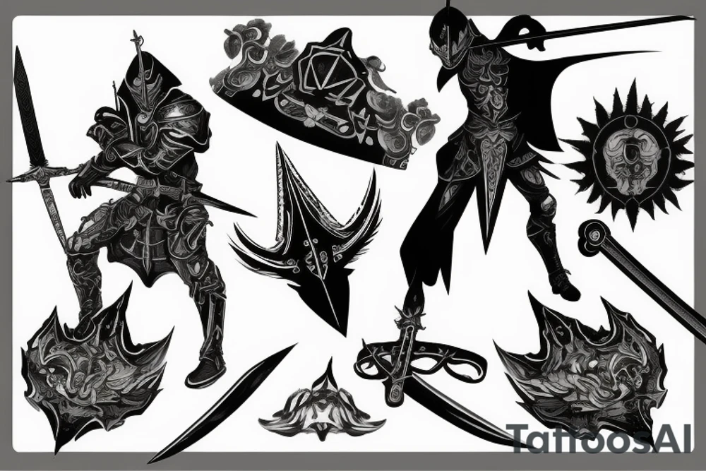 shadow knight with a sword tattoo idea