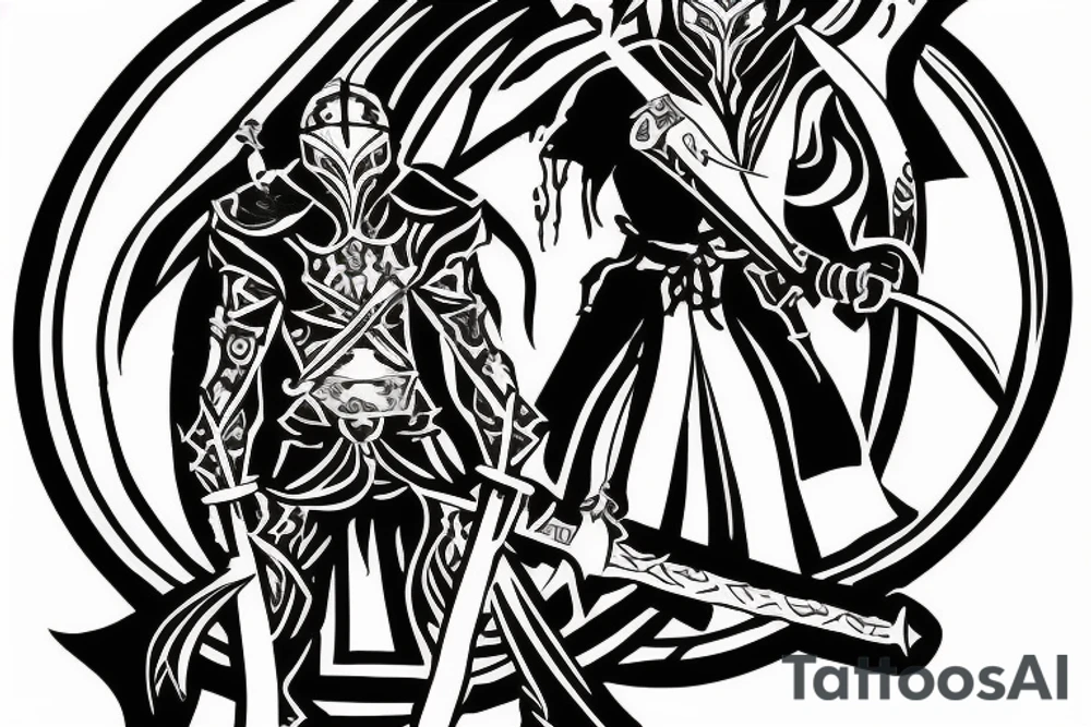 shadow knight with a sword tattoo idea