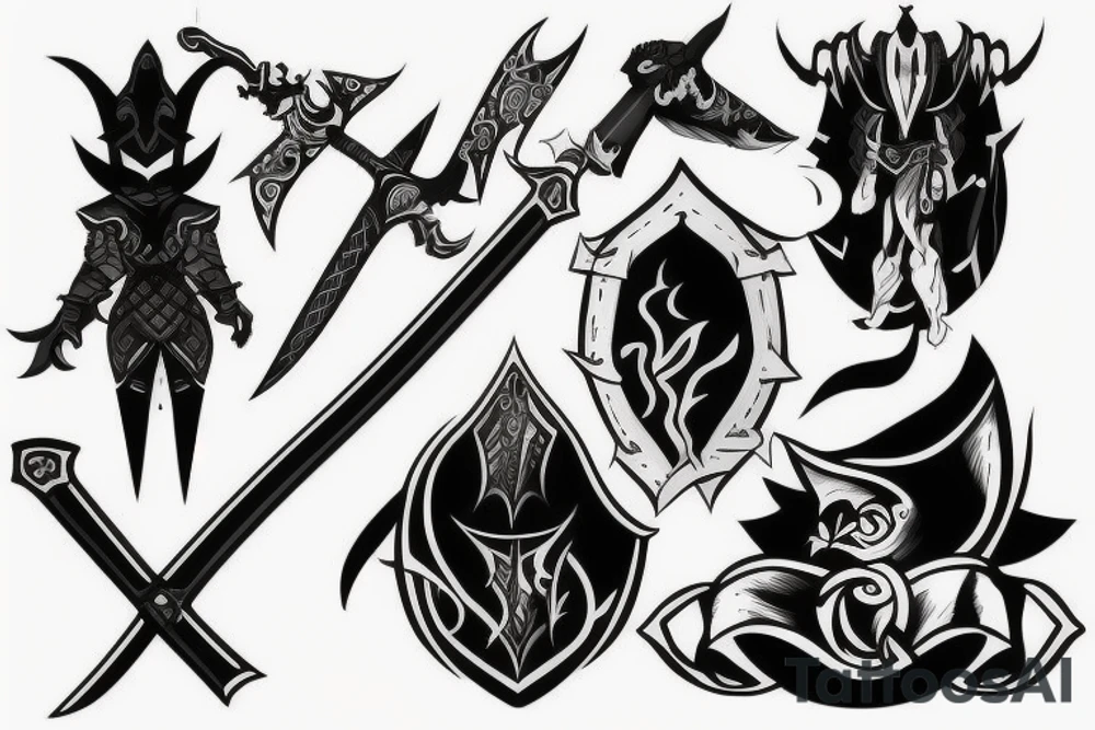 shadow knight with a sword tattoo idea