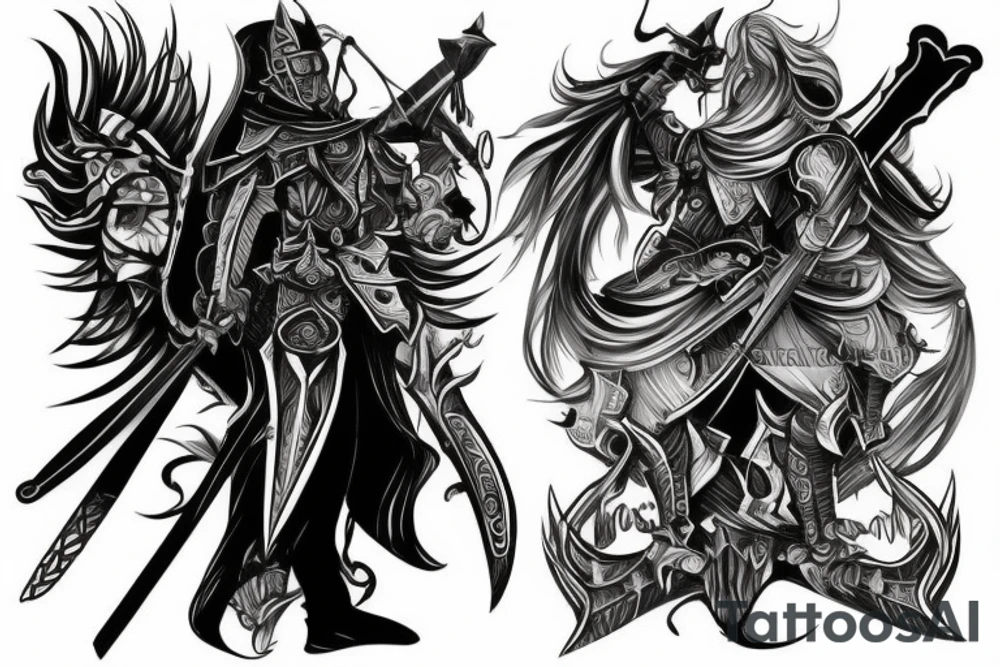 shadow knight with a sword tattoo idea