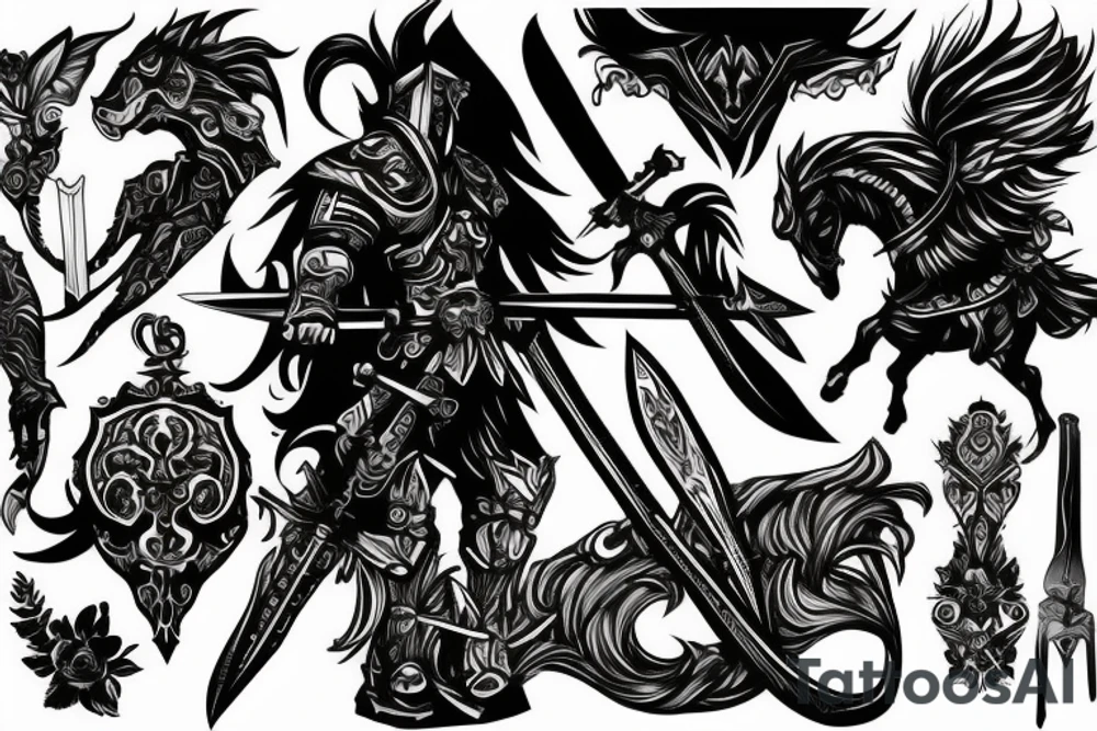 shadow knight with a sword tattoo idea