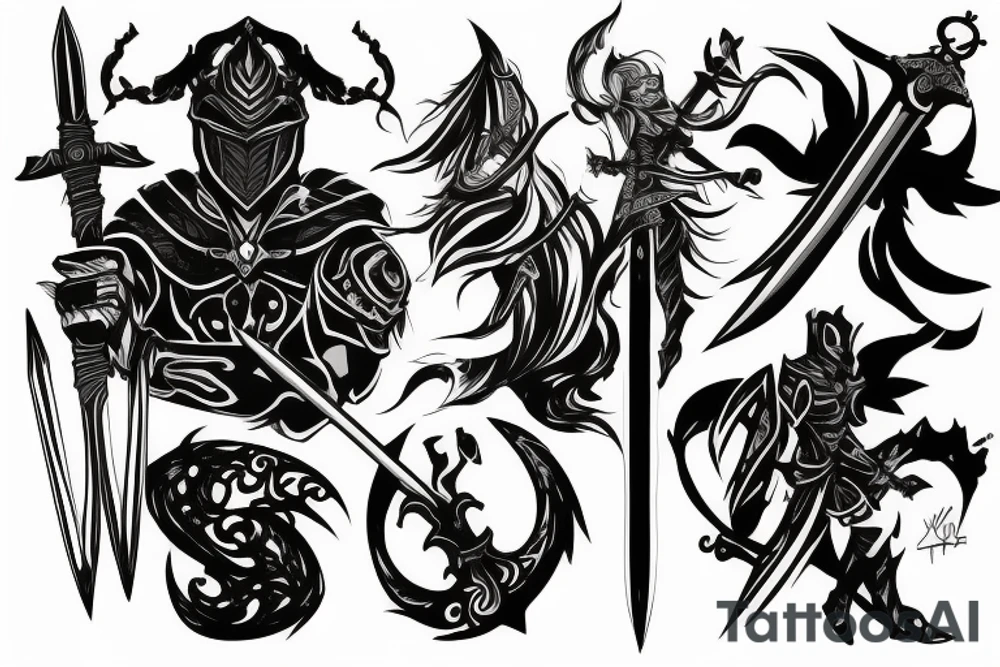 shadow knight with a sword tattoo idea