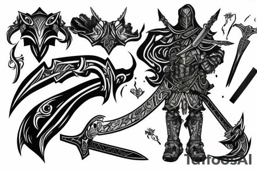 shadow knight with a sword tattoo idea