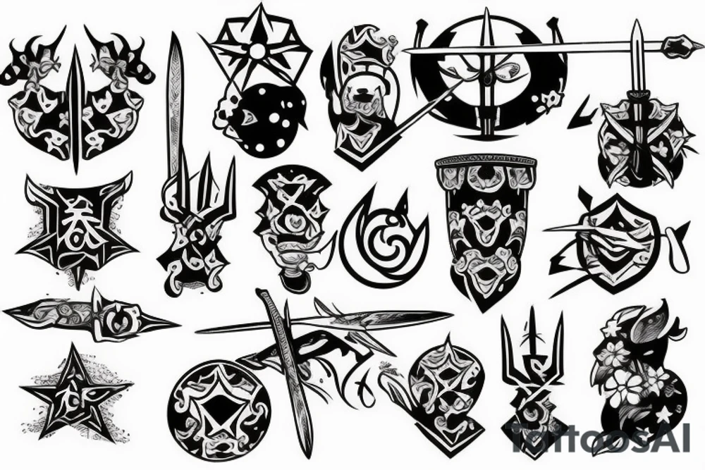 star with swords tattoo idea