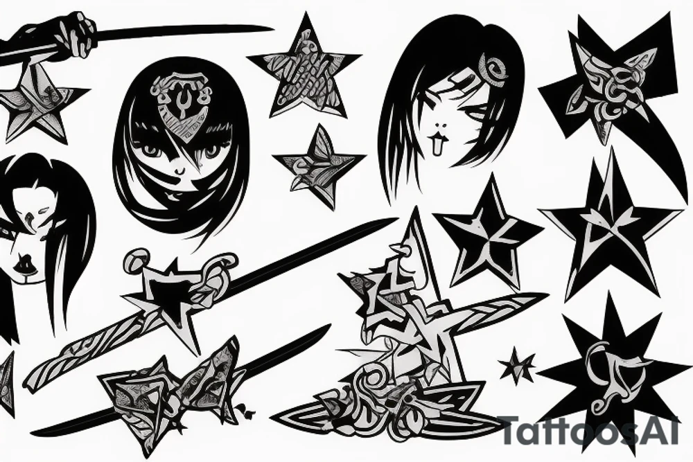 star with swords tattoo idea