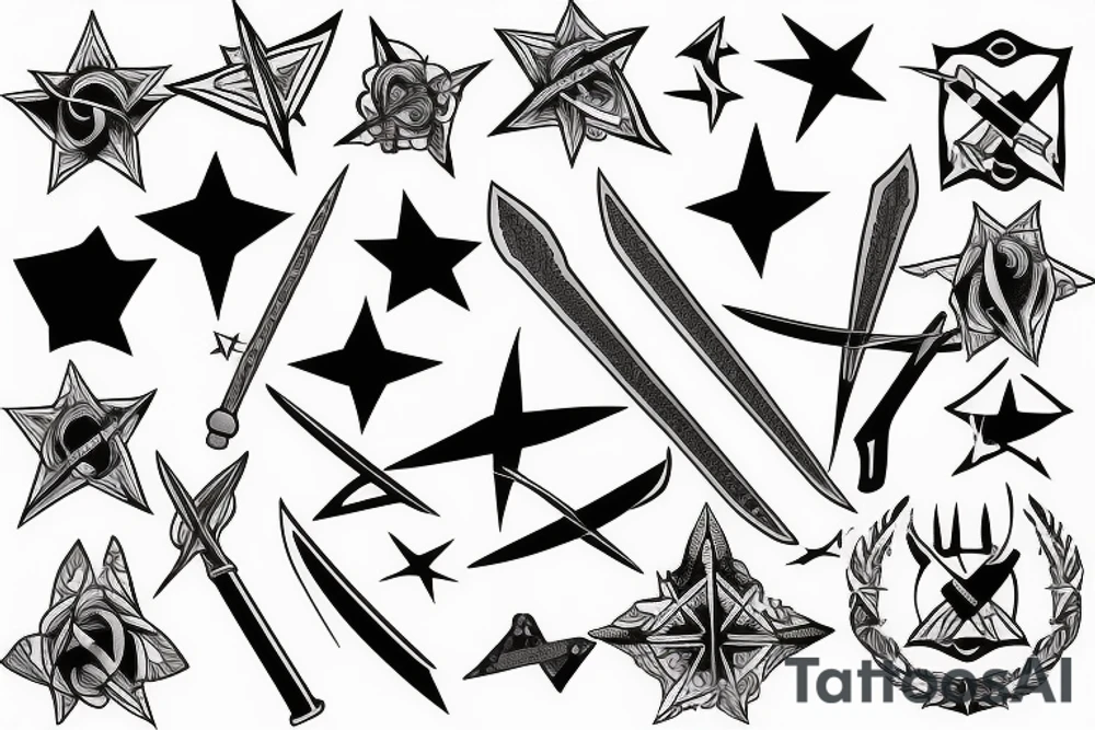 star with swords tattoo idea