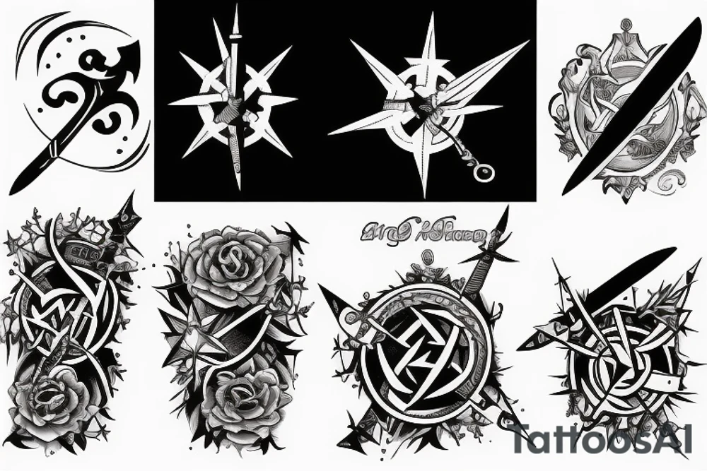 star with swords tattoo idea
