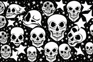 skull with stars instead of eyes in smoke tattoo idea