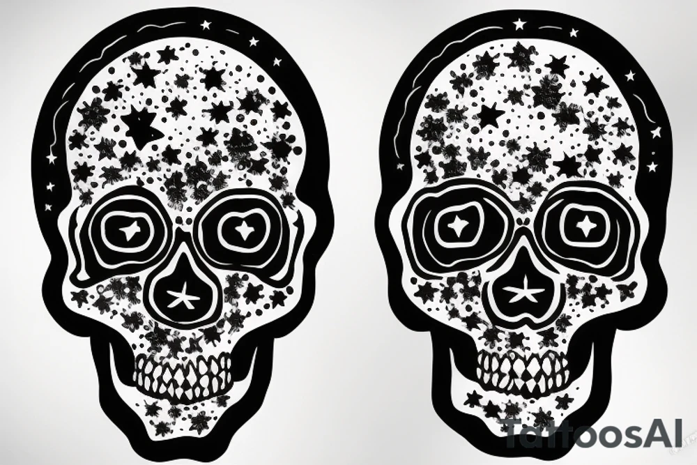 skull with stars instead of eyes in smoke tattoo idea