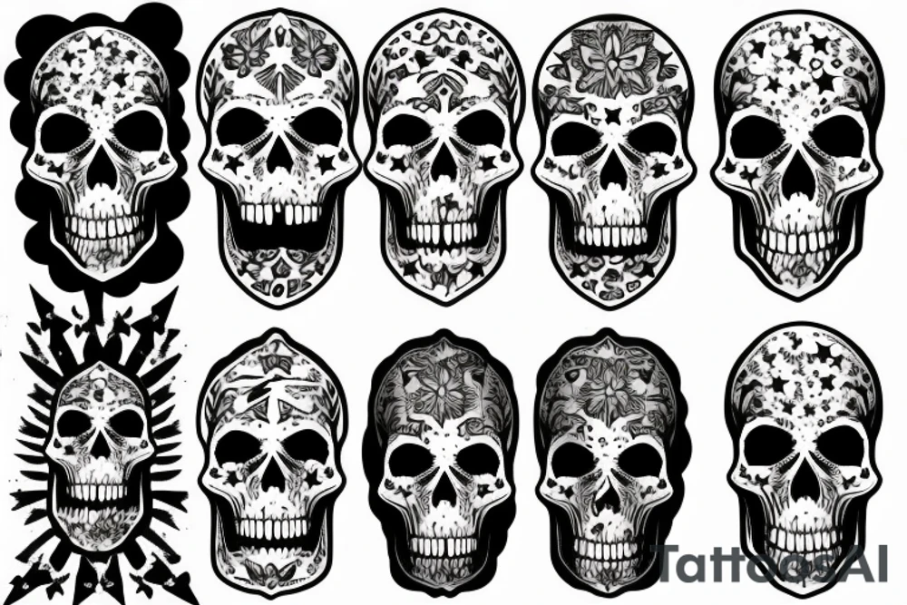 skull with stars instead of eyes in smoke tattoo idea