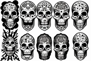 skull with stars instead of eyes in smoke tattoo idea