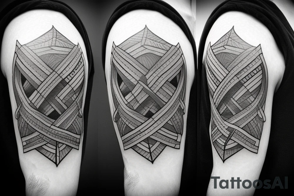 three swords entwined with a rope with shims tattoo idea