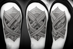 three swords entwined with a rope with shims tattoo idea