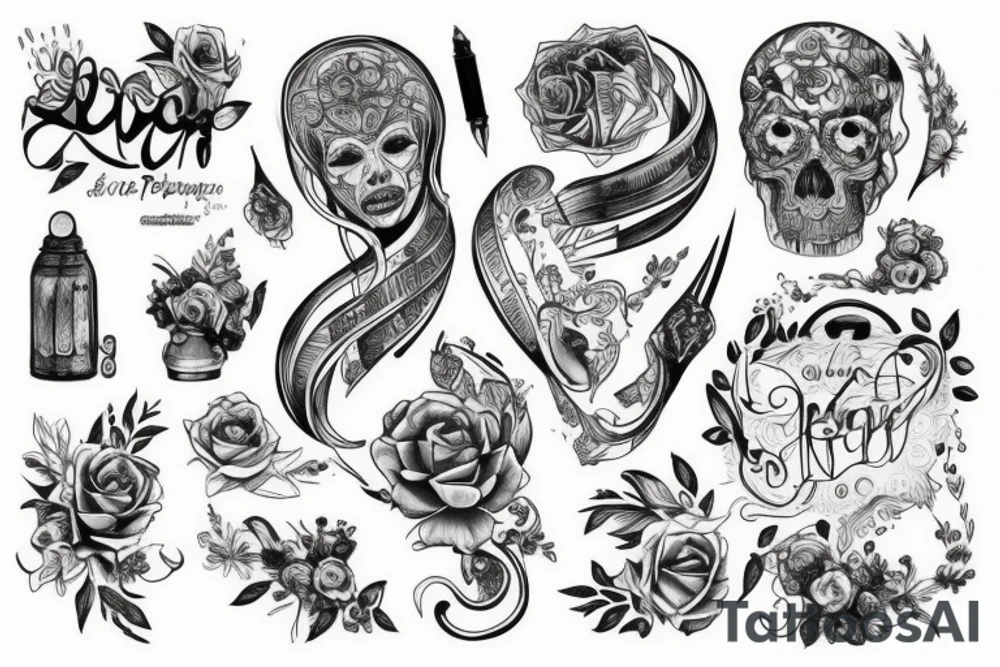 Три меча с розами tattoo idea