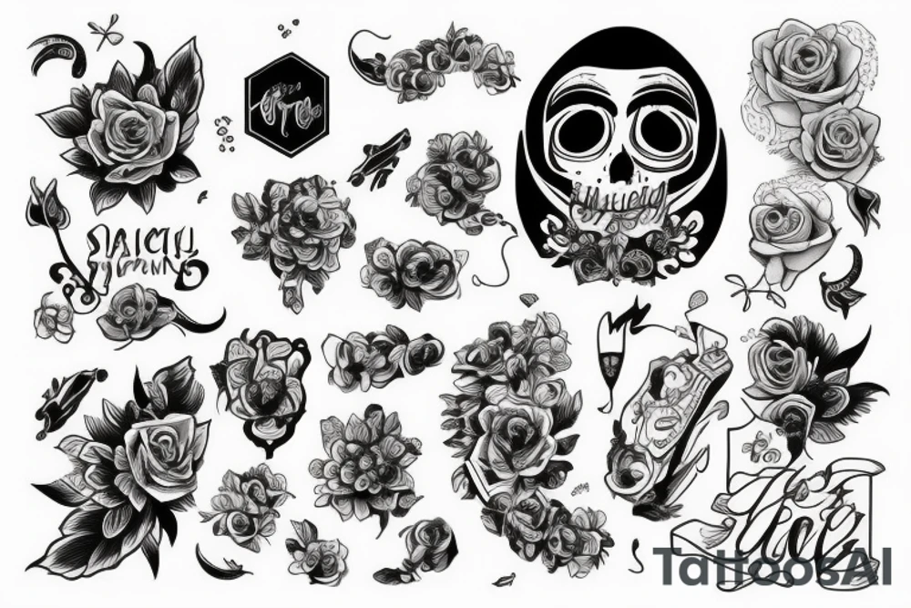 Три меча с розами tattoo idea