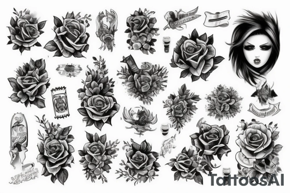 Три меча с розами tattoo idea