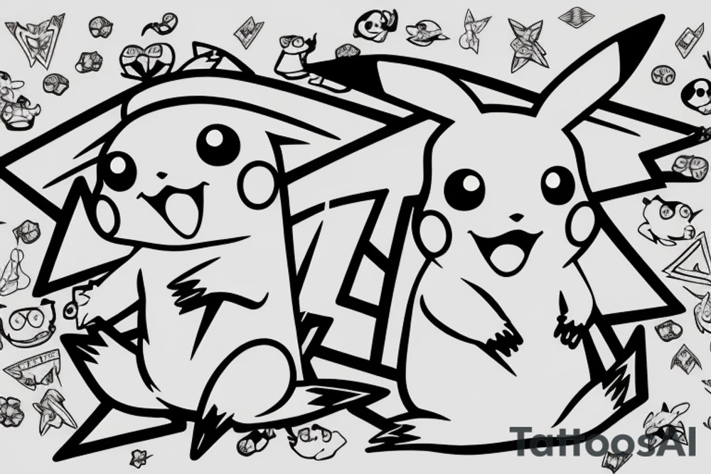 Pikachu with Lightnings tattoo idea