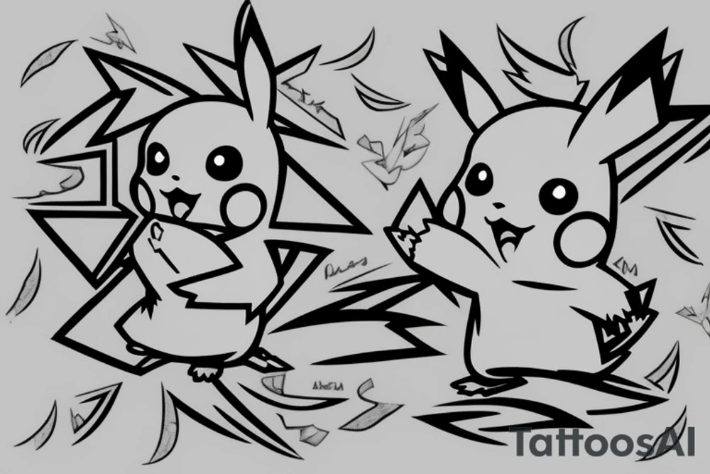 Pikachu with Lightnings tattoo idea